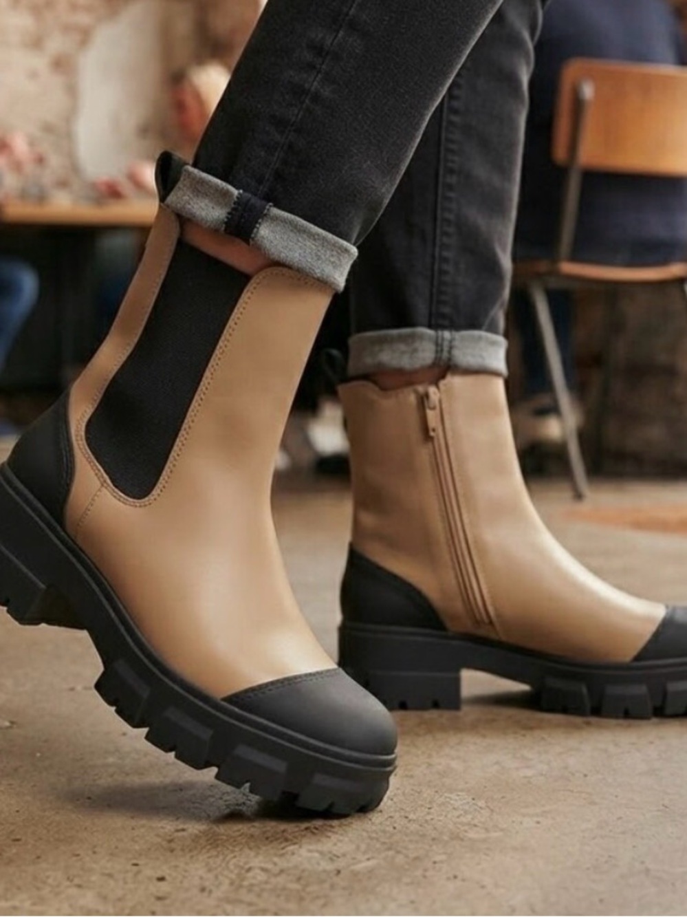 New! A New Day Tan & Black DEVAN boots New in Box! Size 5